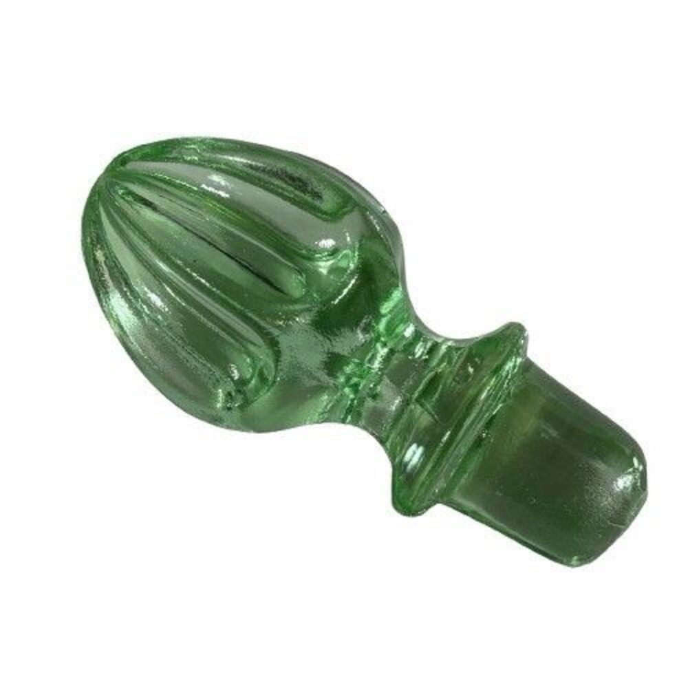 Vintage Wine Decanter Replacement Ground Stopper Green Sandwich Depression Glass